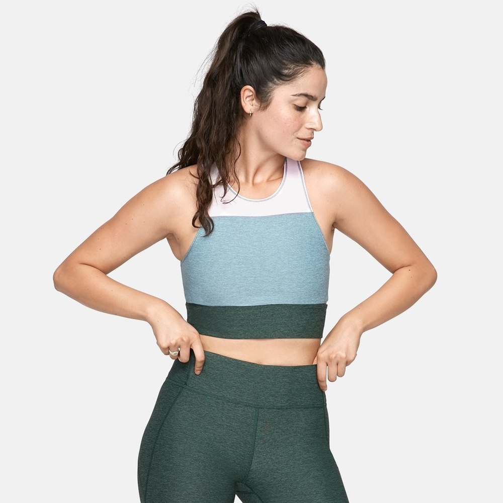 Outdoor Voices Tri-Tone Slashback Crop Top